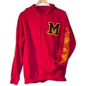 Michael JACKSON M Patch Red Hoodie with Yellow Design XL Y2k Grunge Skater